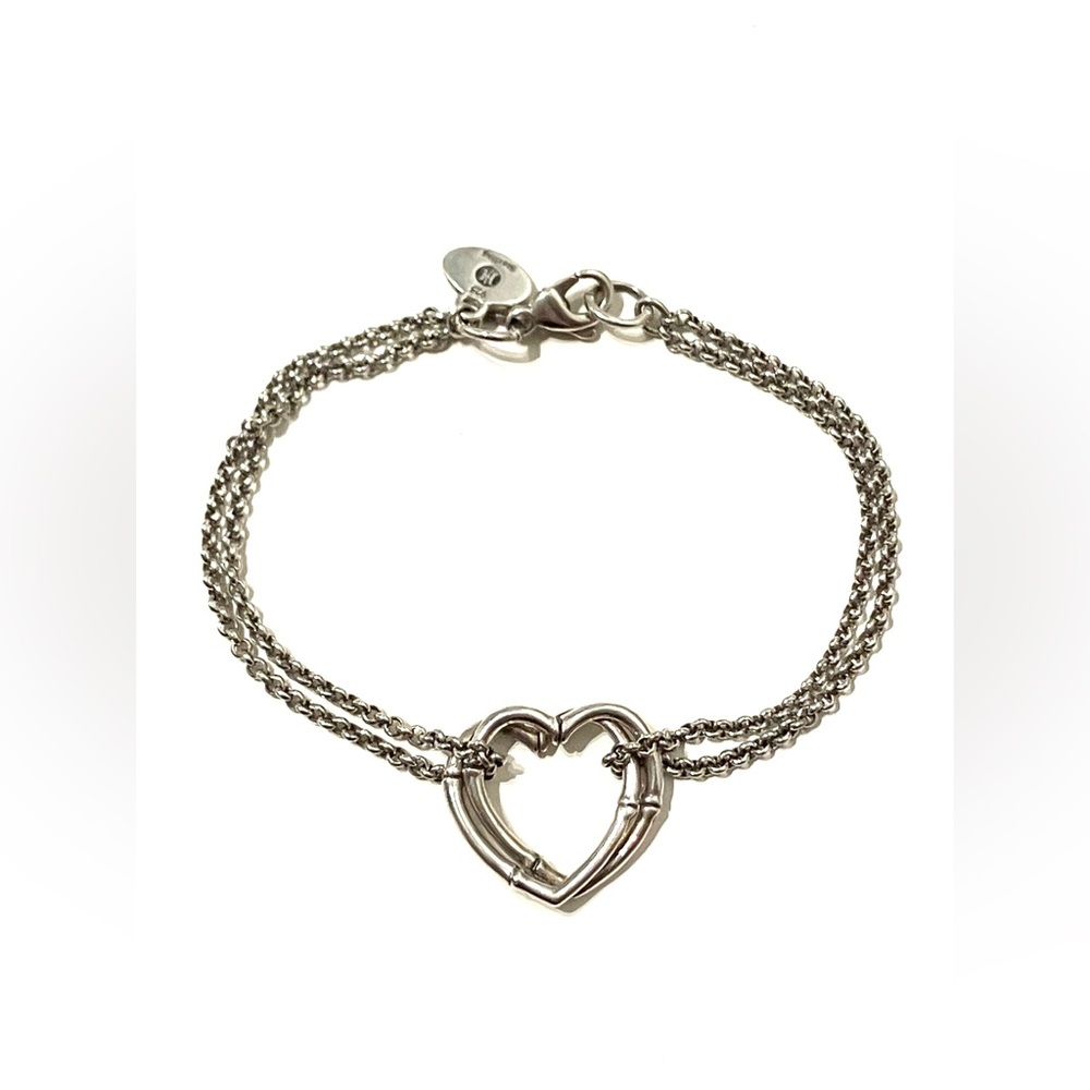 John Hardy Bamboo Heart Sterling Silver 925 Bracelet 6.75”